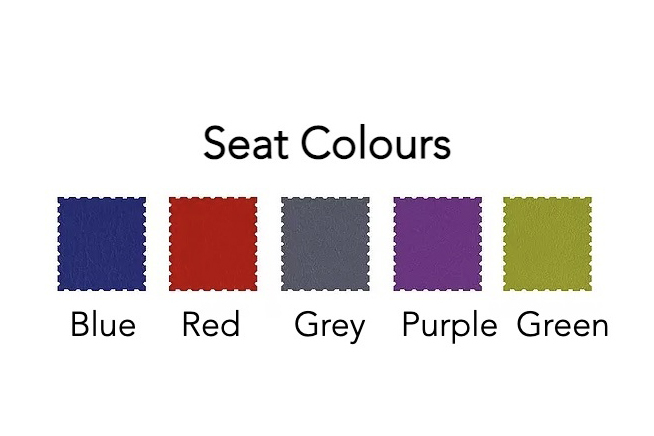 Seat Colours available which are Blue, Red, Grey, Purple & Green. image