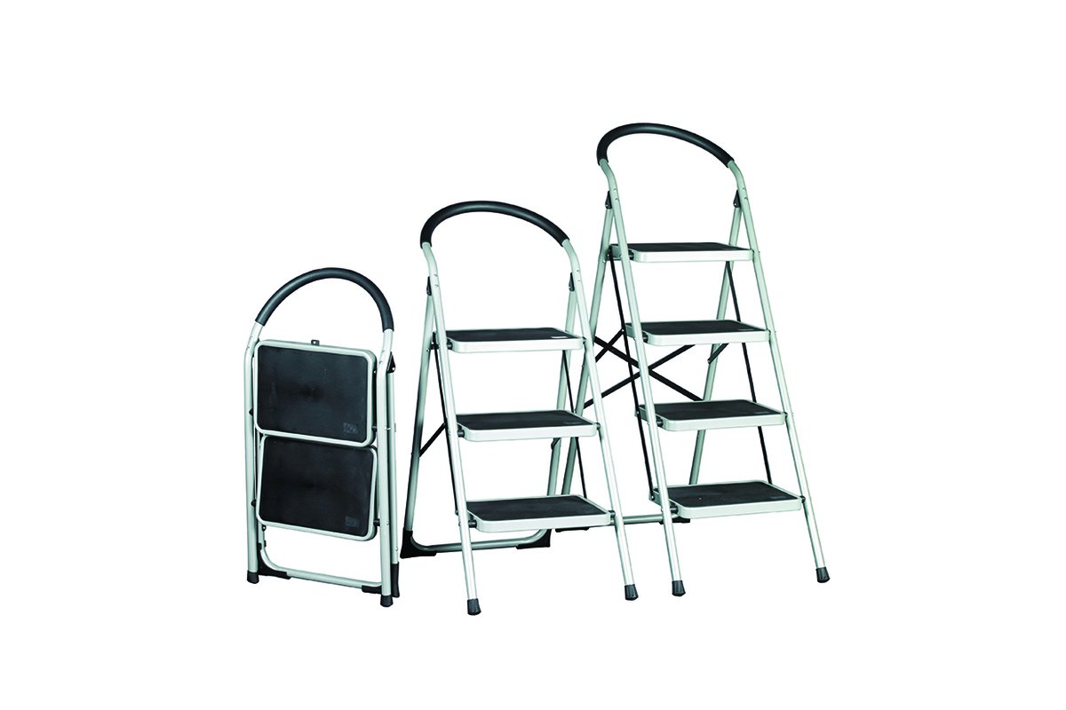 FOLDED AND OPEN STEP LADDERS image