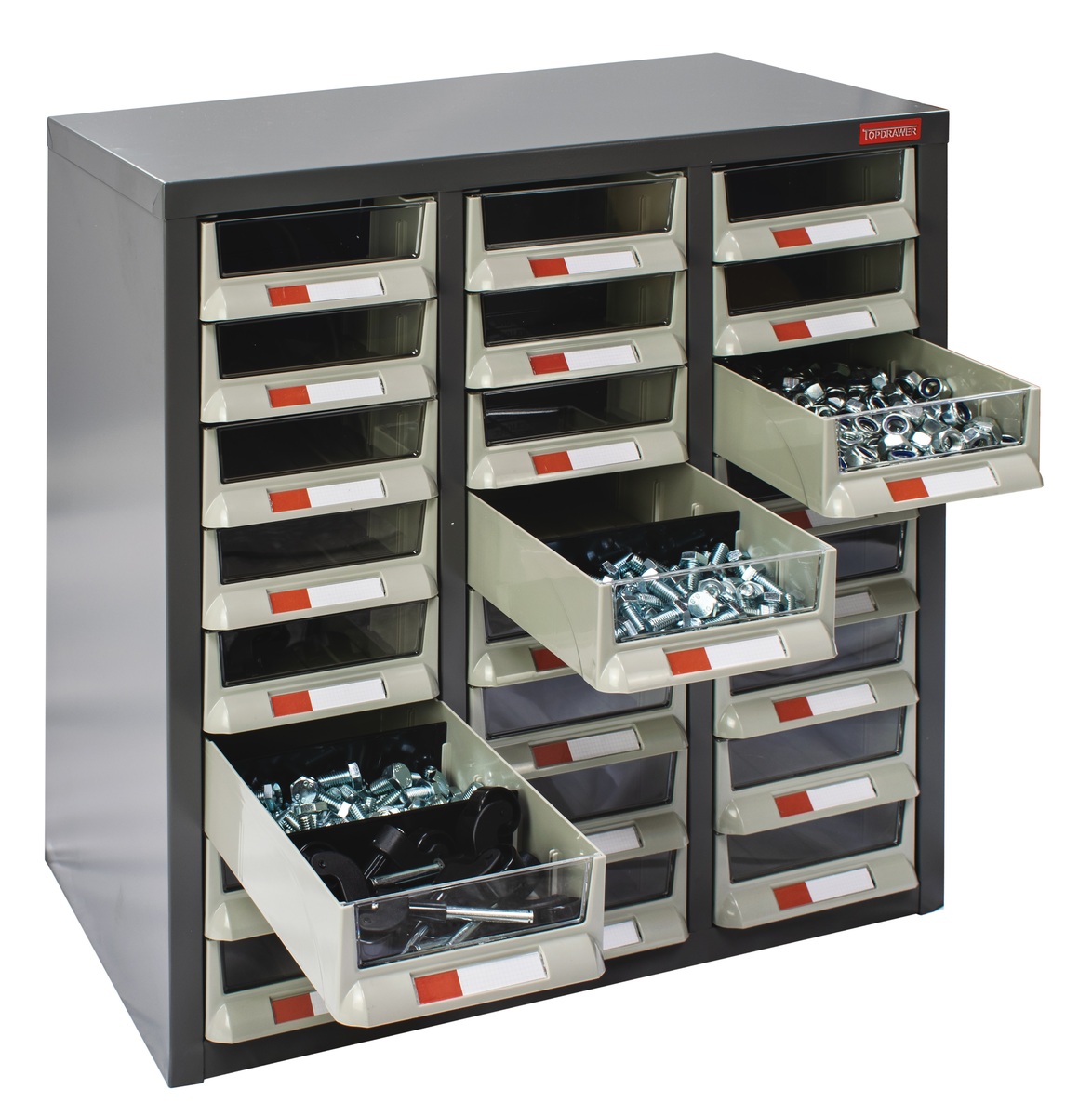 Propped Cabinet Complete with 24 Bin Trays, Size High640, Wide586 & Depth290 millimetres.
  image